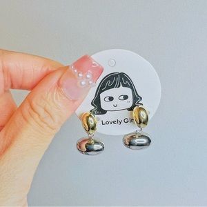 Silver gold minimalist earring